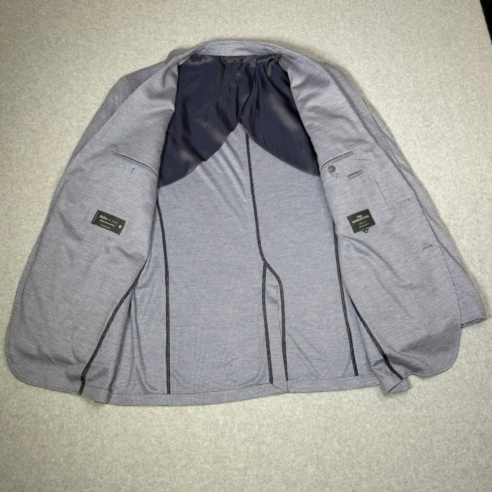 Rodd & Gunn Anchorage Unstructured Sport Coat Men XL Sports Fit Blue Houndstooth
